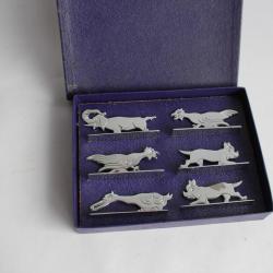 Six porte-couteaux Art déco chrome animaux