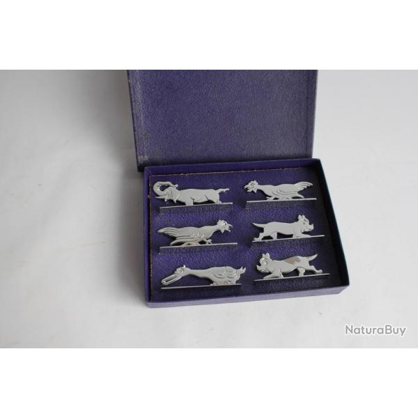 Six porte-couteaux Art dco chrome animaux