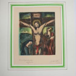 Monotypogravure Crucifixion signée