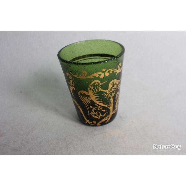 Ancien verre bull vert maill or