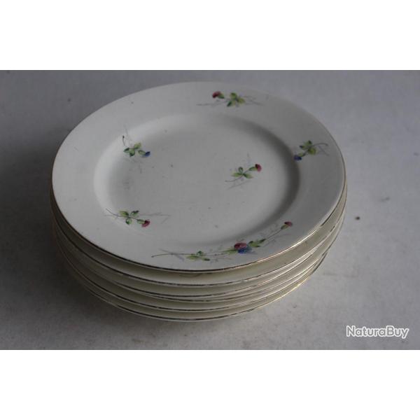 Six assiettes porcelaine Ivoire