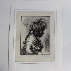 Yvonne HEILBRONNER Gravure sur bois Petite fille
