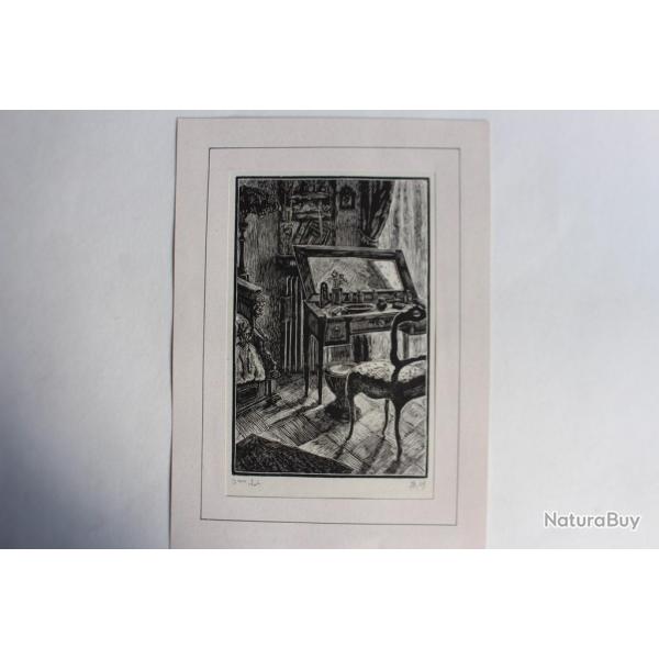 Yvonne HEILBRONNER Gravure sur bois 3me tat 1949