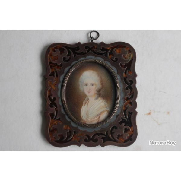 Ancienne miniature cadre marqueterie Boulle Napolon III