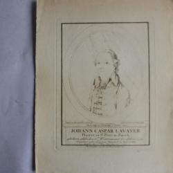 Gravure Johann Caspar Lavater 1801 pasteur protestant Suisse
