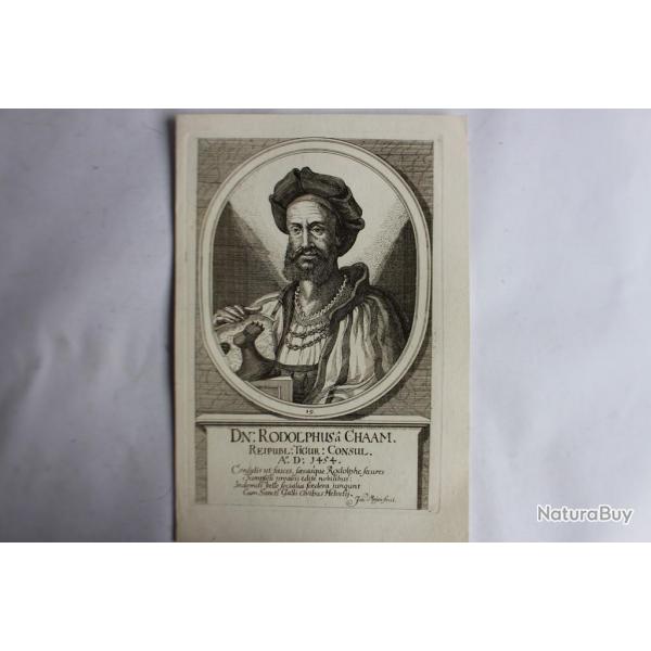 Gravure Rodolphus  Chaam XVIIe sicle Johannes Meyer Tigurine Zrich