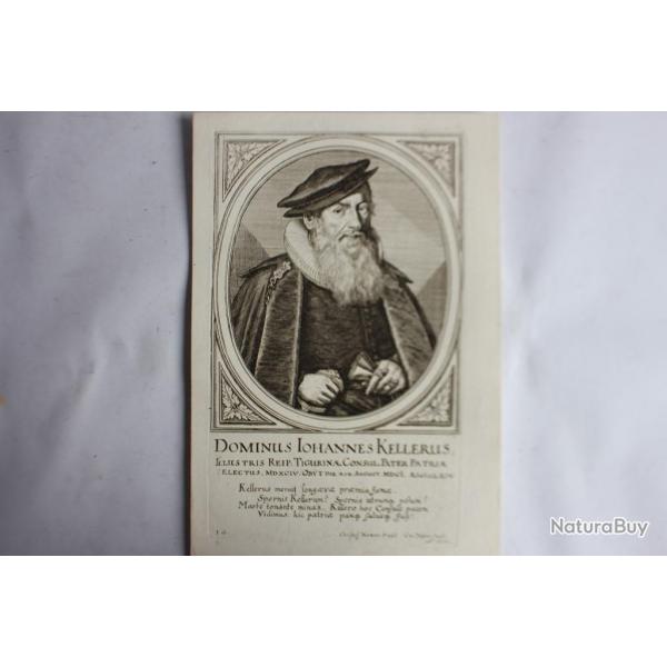 Gravure Johannes Kellerus XVIIe sicle Conrad Meyer Tigurine Zrich