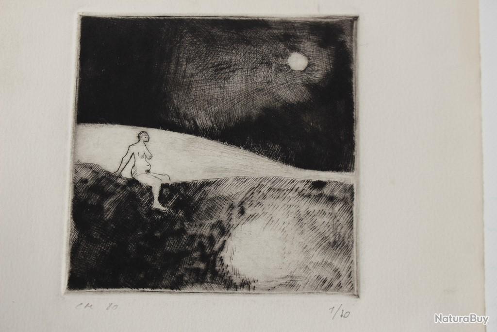 Lithographie Signée Charles KVAPIL - Femme Nue Alanguie - 62x80 Cm - Encadrée - Art Moderne