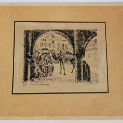 Gravure orientaliste Nefta Tunisie G. Wyatt 1932