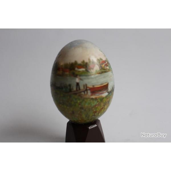 OEuf peint Les saules peinture  l'huile RAPP 1988