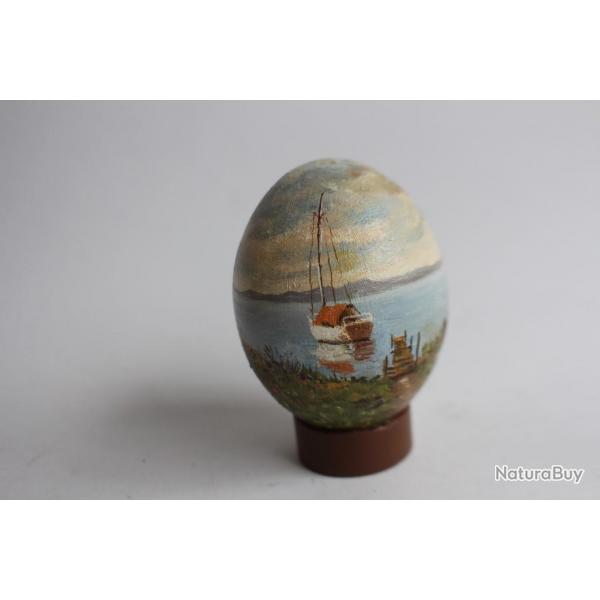 OEuf peint peinture  l'huile Bateaux RAPP 1987