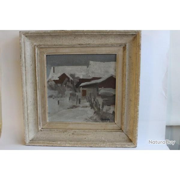 Peinture  l'huile Ren GUINAND Sous Bernex 1948