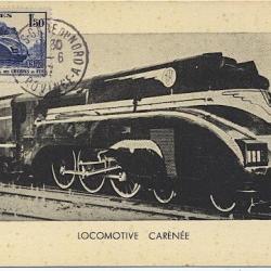 Carte-maximum France n° 340 - Locomotive carénée - Train