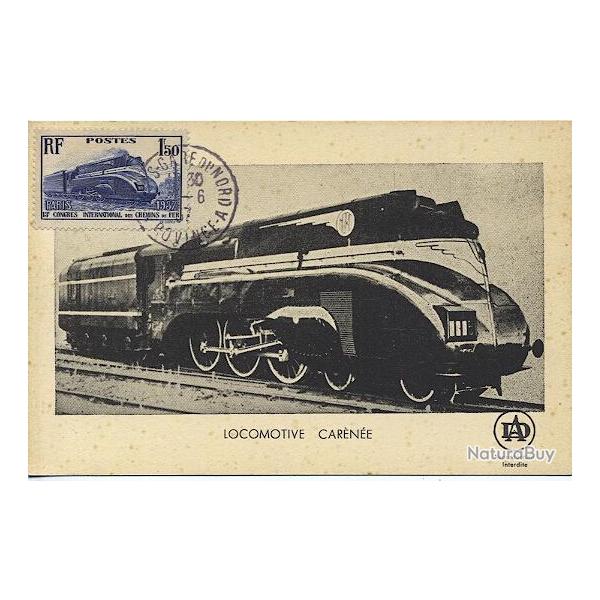 Carte-maximum France n 340 - Locomotive carne - Train
