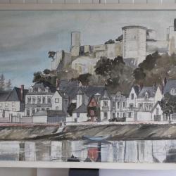 Peinture à l'huile Hans SUTTER Château de Chinon 1972
