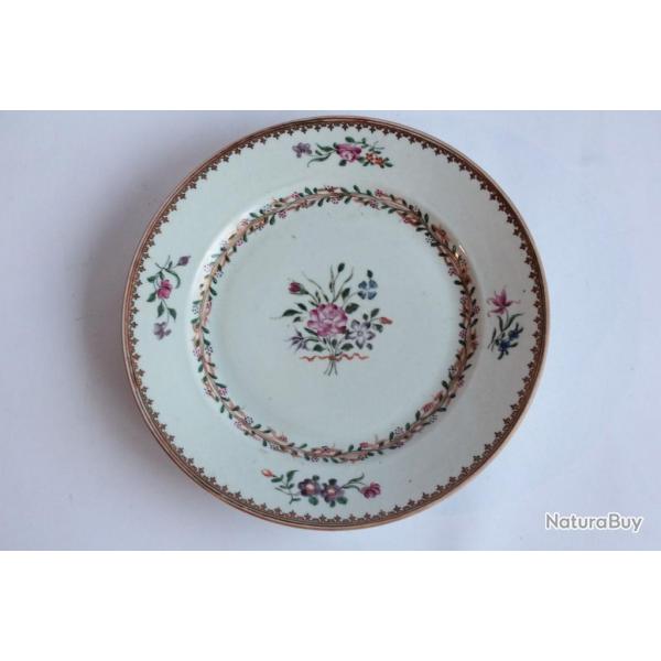 Assiette porcelaine chinoise d'exportation Qianlong XVIIIe sicle