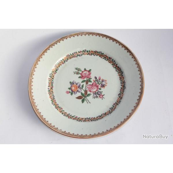 Assiette porcelaine chinoise d'exportation Qianlong XVIIIe sicle