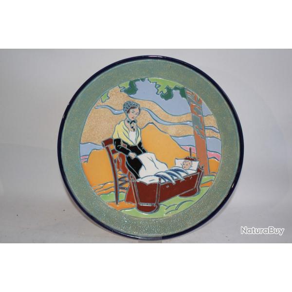 Assiette faence maille Amphora Tchcoslovaquie