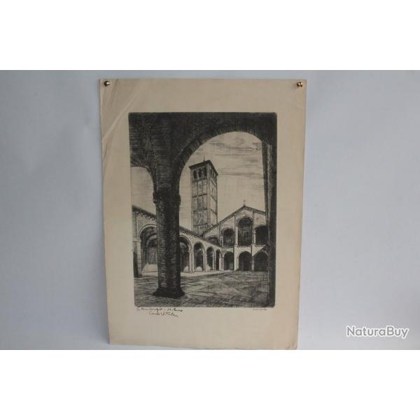 Gravure Carlo VITALE San Ambrogio Milano Italie