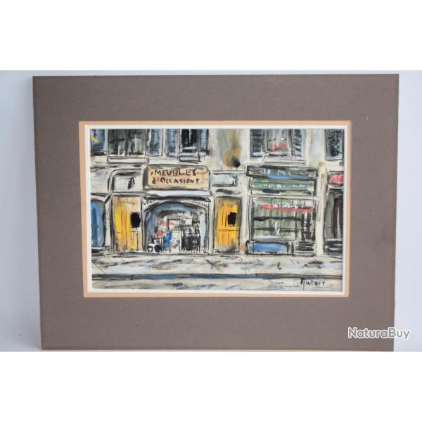 Peinture originale Genve Rue des Corps-Saint 1952 Mutoit