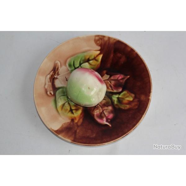 Assiette trompe l'oeil Pomme barbotine Moulin des Loups Orchies