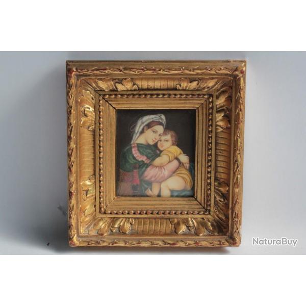 Peinture miniature Vierge  l'enfant