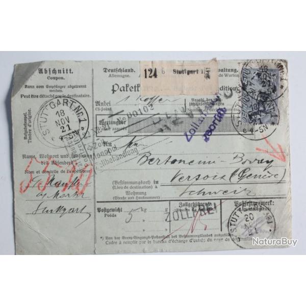 CPA Allemagne Stuttgart Zollfrei recommande 1921