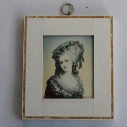Ancienne Peinture miniature portrait femme