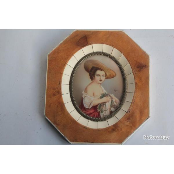 Peinture miniature portrait rotique Femme Heber