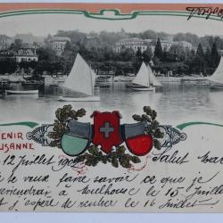 CPA Suisse gaufrée Souvenir de Lausanne