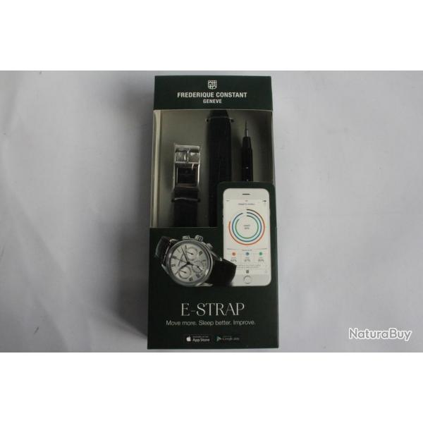 FREDERIQUE CONSTANT Bracelet connect e-Strap cuir noir 22 mm montre