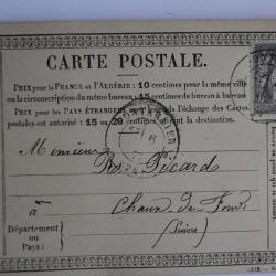 CPA France affranchie timbre type sage 15c 1877 horlogerie