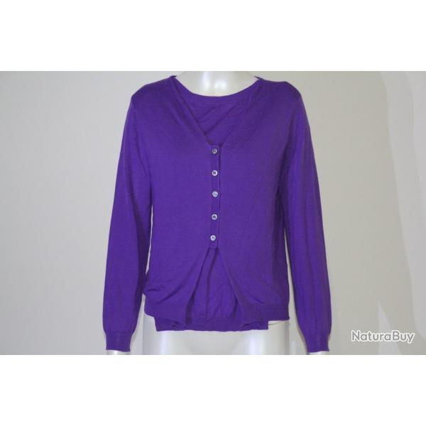 NINA RICCI Gilet Cardigan laine violet L