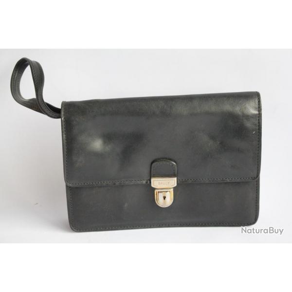 BALLY Pochette cuir noir vintage