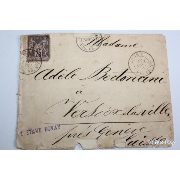 Timbre France type sage 5me mission par voie ferroviaire 1887