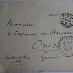 Enveloppe légation de Suisse en Italie politisches department 1920