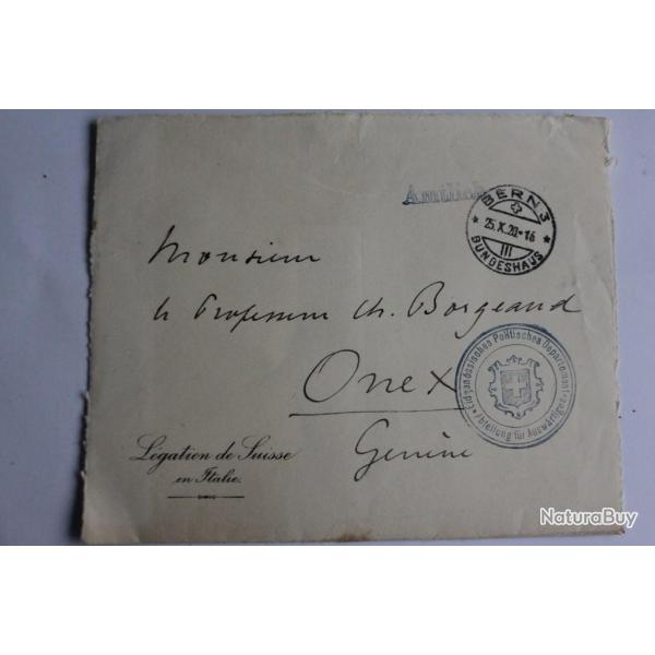 Enveloppe lgation de Suisse en Italie politisches department 1920
