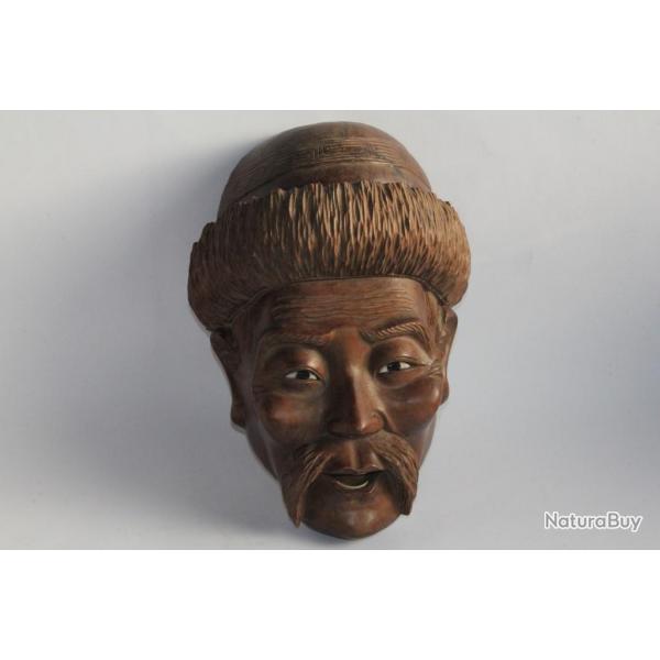 Masque chinois Tte bois sculpt