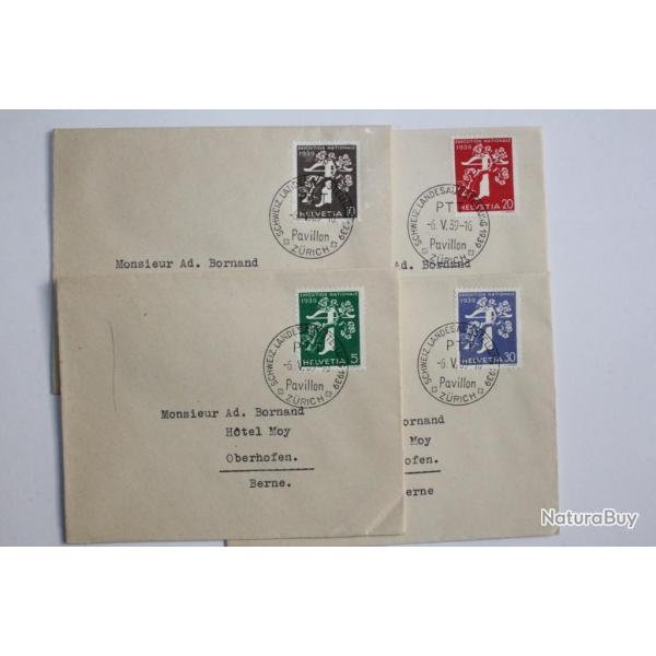 Srie exposition nationale Suisse de Zurich Franais 1939 Premier jour