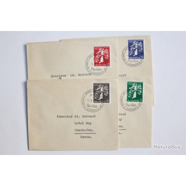 Srie exposition nationale Suisse de Zurich Allemand 1939 Premier jour