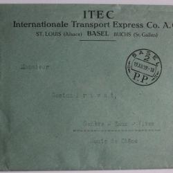 Lettre I.T.E.C Bâle cachet BASEL 2 P.P 1919
