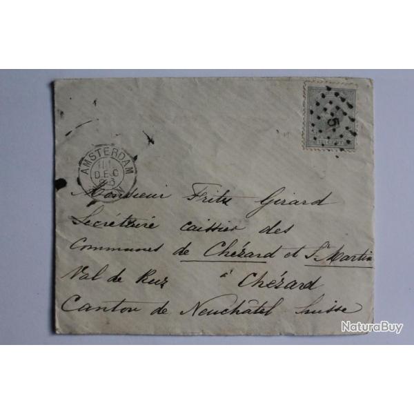 Entier postal Pays-Bas pour la Suisse cachet driebergen 1886