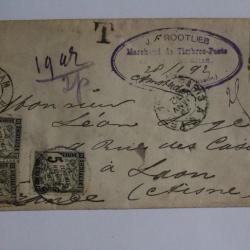 Timbres sur enveloppe France type duval 5c cachet J.Rootlieb 1892