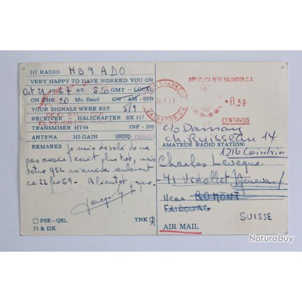 CPA Rpublica del salvador voyage par avion 1969