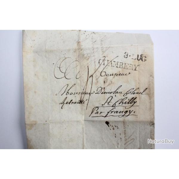 Pli marque postale de Chambery avec cachet 8.LUG 1822