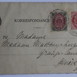 entier postal Danemark korrespondance 1892