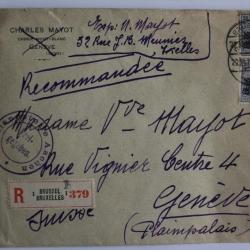 Timbres Belgien sur enveloppe recommander cachet Freigegeben 1915