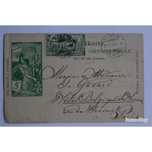 Entier postal Suisse jubil de l'union postale 1900