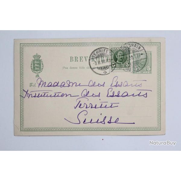 Entier postal Danemark 1908 cachet terrife