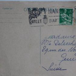 entier postal type semeuse avec cachet Nancy ville d'art 1960
